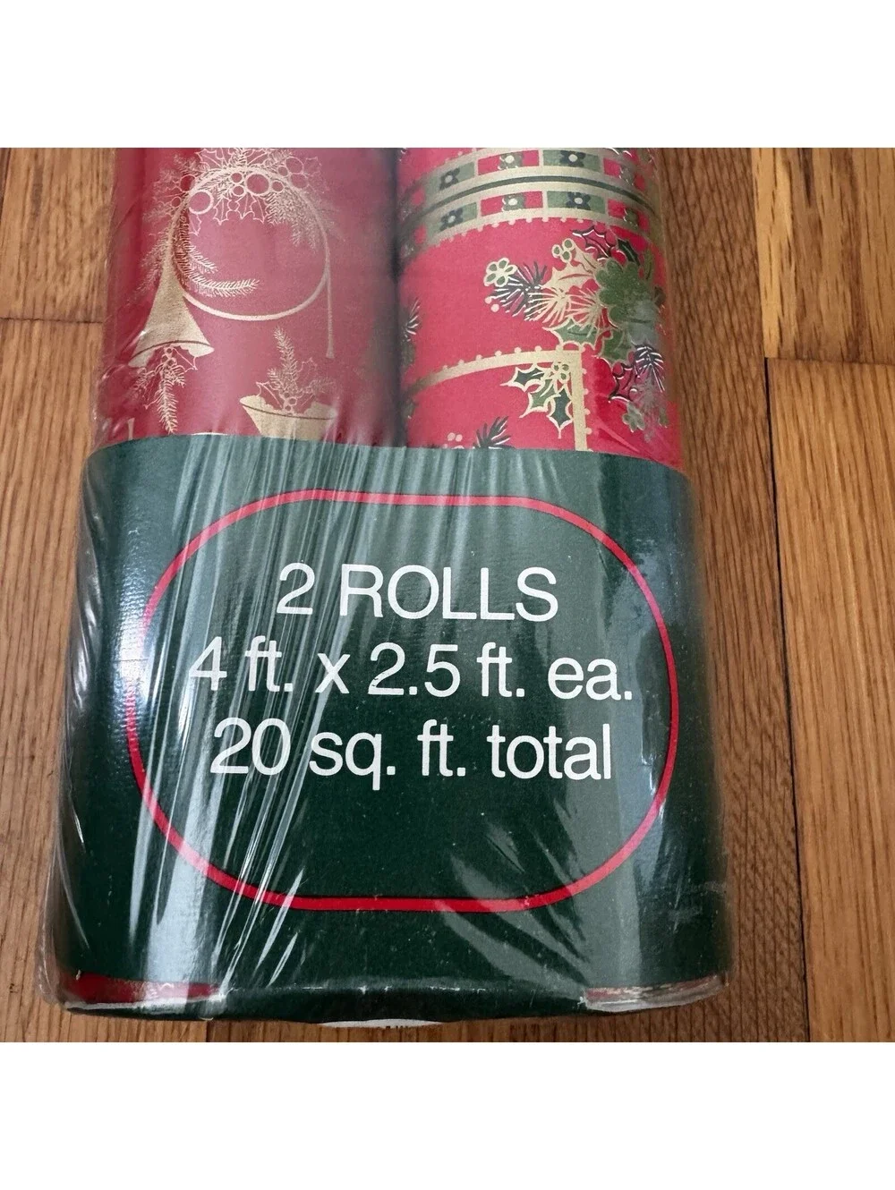 Vintage Christmas Wrapping Paper Great Colors 2 Complete Rolls USA